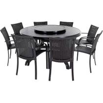 Kit Ascoli 8 Lugares Mesa Giratória Alumínio Fibra Sintética Trama Original