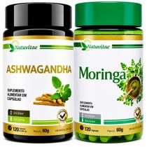 Kit Ashwagandha e moringa 120 cápsulas cada 500mg Natuvitae Kit Ashwagandha e moringa 120 cápsulas cada 500mg Natuvitae