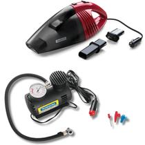 Kit Aspirador E Compressor Portátil Automotivo Limpeza 12v