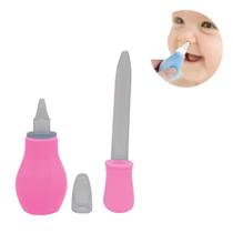 Kit aspirador nasal com conta gotas bico anatomico bebe infantil