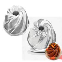 Kit Assadeira de Bolo Decorados, Formas de Bolo Vulcão 2 Tamanhos, Alumínio Profissional Confeitaria