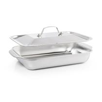 KIT ASSADEIRA INOX 33x19CM COM TAMPA INOX 33x19CM