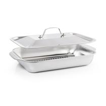 KIT ASSADEIRA INOX GRILL 37x22CM COM TAMPA INOX 37x22CM
