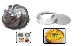 Kit Assadeira Para Bolo Torta Gelatina Fundo Falso Removível N 25 E Vulcão Espiral Alumínio IF 35