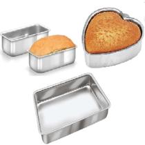 Kit assadeiras 3 pçs - Forma coração reta, Forma de pão Grande, Forma Retangular Alta Aluminínio