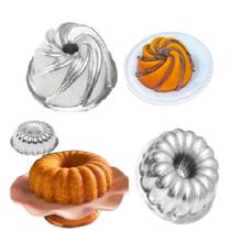 Kit Assadeiras Decoradas Suíça e Vulcão Gomado, Kit 2 Formas de Bolo em Alumínio Para Confeitaria