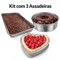 kit Assadeiras - Forma Coração, Forma Retangular e Pudim **Para Airfrir e Forno em Alumínio IF235