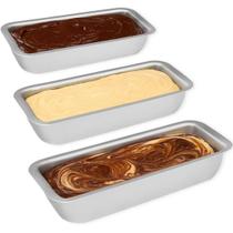 Kit Assadeiras para Bolo Caseiro Formas para Pães Tabuleiro Alumínio Resistente Antiaderente 3 Peças Forno Fogão Cozinha