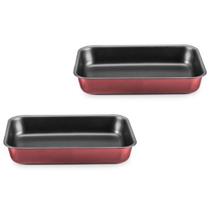 Kit Assadeiras Retangulares Antiaderente Cereja Numero 3 Mta