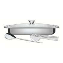 Kit Assar e Servir Tramontina Aço Inox com Tampa de Vidro 3 Peças