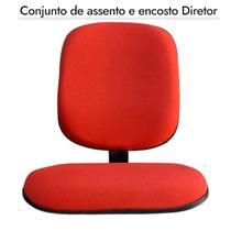 Kit Assento e Encosto para Cadeira Diretor com Lâmina, Furação Universal, tecido na cor Vermelho