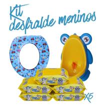 Kit Assento Redutor + 5 Packs de Toalhas Umedecidas + Mictório Penico Sapinho