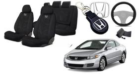 Kit Assentos Personalizados Tecido Civic 05-12 + Volante + Chaveiro