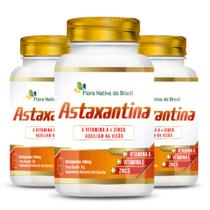 Kit Astaxantina + Vitamina A + Vitamina E + Zinco 500mg 3 Potes 60 Capsulas Cada - Flora Nativa - Flora Nativa do Brasil