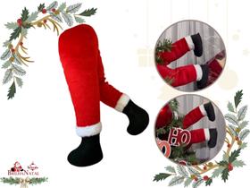 Kit Atacadista 10 pares Perninhas do Noel 35 cm para Árvores - Enfeite de Pendurar Papai Noel.