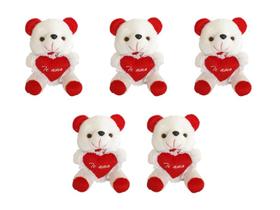 Kit Atacadista 5 Ursos Pelúcia Charmoso - Ideal Para Decorar Cestas