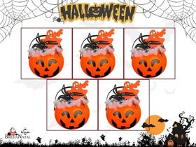 Kit Atacadista Baldinho Horripilante com 110 Peças de Halloween - Enfeite Decorativo.