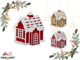 Kit Atacadista com 5 Casa Waffle de 16 cm Decoração Natalina - Enfeite de Pedurar. Kit Atacadista com 5 Casa Waffle de 16 cm Decoração Natalina - Enfeite de Pedurar.