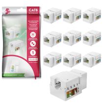 Kit Atacado 10 Keystone Fêmea Rj45 Cat6 10Gbps Branco 5+ Kit Atacado 10 Keystone Fêmea Rj45 Cat6 10Gbps Branco 5+