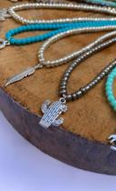 Kit atacado 12 Colar Choker country pingente ferradura pedras turquesa