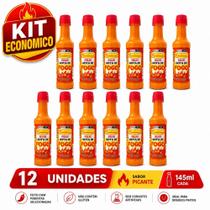 Kit Atacado 12 Molho de Pimenta Gota de Fogo Grau 12 Ardencia Maxima 145ml Condinew Sabor Intenso Tamanho:Único