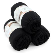 Kit Atacado 3pçs para Revenda Solteiro Saia Fit Box Liso Preto Kit Atacado 3pçs para Revenda Solteiro Saia Fit Box Liso Preto