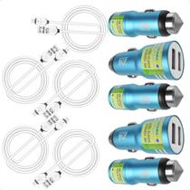 Kit Atacado 5 Peças Carregador Veicular Turbo e Cabo V8 Micro Usb 3.1a