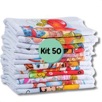 Kit Atacado 50 Panos De Prato Estampados Pé De Galinha PP24 Kit Atacado 50 Panos De Prato Estampados Pé De Galinha PP24
