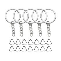 Kit Atacado 500 Argola Chaveiro Prata 28mm Com Corrente Elos