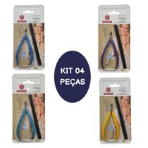 Kit Até 04 Alicate De Cutícula Mundial Sandy + Lixa Cores Sortidas