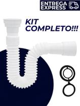 Kit até 10 Sifão Sanfonado Universal Ajustável 70cm P/ Pia Tanque Lavatório Alta Resistência -