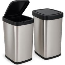 Kit até 2 Lixeira Cesto 09 Litros Inox Com Tampa Click Label Lixeira Escritório Lixeira Banheiro Kit até 2 Lixeira Cesto 09 Litros Inox Com Tampa Click Label Lixeira Escritório Lixeira Banheiro