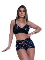 Kit Até 2 Short Doll Lara Estampado Tecido Romantic com Renda e Ajuste Perfeito