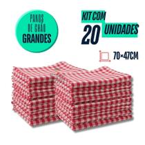 Kit Até 20 Panos de Chão Xadrez Vermelho Costurado Saco Duplo 65x40cm Cozinha e Copa Kit Até 20 Panos de Chão Xadrez Vermelho Costurado Saco Duplo 65x40cm Cozinha e Copa