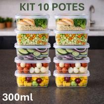 Kit até 30 Potes Marmita 300Ml Transparente com Tampas e Travas Fit Bpa Free Microondas Freezer Kit até 30 Potes Marmita 300Ml Transparente com Tampas e Travas Fit Bpa Free Microondas Freezer