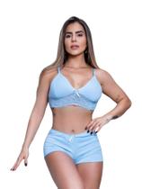 Kit Até 5 Short Dolls Lara Liso Peças em Tecido Romantic, com Renda Delicada e Cores Variadas Kit Até 5 Short Dolls Lara Liso Peças em Tecido Romantic, com Renda Delicada e Cores Variadas