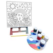 Kit Atêlie de Pintura super heróis com cavalete pincel e tinta guache Kit Atêlie de Pintura super heróis com cavalete pincel e tinta guache