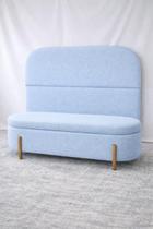 Kit Atenas Cabeceira de Cama Box Orgânica e Recamier Calçadeira Baú Queen 160 cm Suede Azul Bebê Eli Móveis e Decoração