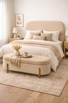 Kit Atenas Cabeceira de Cama Box Orgânica e Recamier Calçadeira Baú Queen 160 cm Suede Bege Eli Móveis e Decoração Kit Atenas Cabeceira de Cama Box Orgânica e Recamier Calçadeira Baú Queen 160 cm Suede Bege Eli Móveis e Decoração