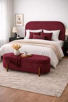 Kit Atenas Cabeceira de Cama Box Orgânica e Recamier Calçadeira Baú Queen 160 cm Suede Bordo Eli Móveis e Decoração Kit Atenas Cabeceira de Cama Box Orgânica e Recamier Calçadeira Baú Queen 160 cm Suede Bordo Eli Móveis e Decoração