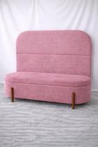 Kit Atenas Cabeceira de Cama Box Orgânica e Recamier Calçadeira Baú Queen 160 cm Suede Rosa Do Lar Móveis e Decoração