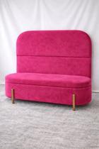 Kit Atenas Cabeceira de Cama Box Orgânica e Recamier Calçadeira Baú Queen 160 cm Suede Rosa Pink Eli Móveis e Decoração