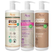 Kit Ativador Ativador de Cachos 1000ml, Creme de Pentear África Baoba e Crespo Power 1000 ml cada - 3 itens - Apce Cosméticos