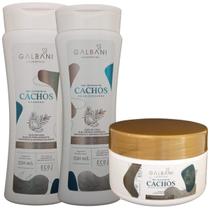 Kit Ativador de Cachos Shampoo 350ml - Condicionador Pro Ativador 350 - Máscara Pro Ativador de Cachos 300g - Galbani