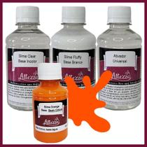 Kit Ativador Universal 250ml + Cola Fluffy 250g + Cola Transparente Clear 250g - Altezza - Kit DIY para Slimes Criativos Art Factory Slime