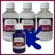 Kit Ativador Universal 250ml + Cola Fluffy 250g + Cola Transparente Clear 250g - Altezza - Kit DIY para Slimes Criativos Art Factory Slime