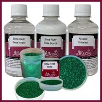 Kit Ativador Universal 250ml + Cola Fluffy 250g + Cola Transparente Clear 250g - Altezza - Kit DIY para Slimes Criativos Art Factory Slime