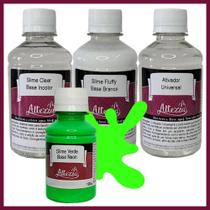 Kit Ativador Universal 250ml + Cola Fluffy 250g + Cola Transparente Clear 250g - Altezza - Kit DIY para Slimes Criativos Art Factory Slime