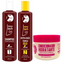 Kit Ativo Progressiva Cristalização Gold 2x300ml + Condicionador Pos Quimica 300g Juzy