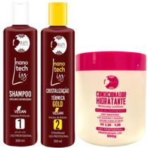 Kit Ativo Progressiva Cristalização Gold 300ml + Condicionador Pos Quimica 500g Juzy